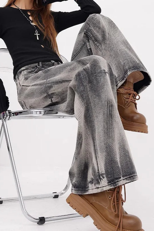 TieDye Loose StraightLeg Jeans