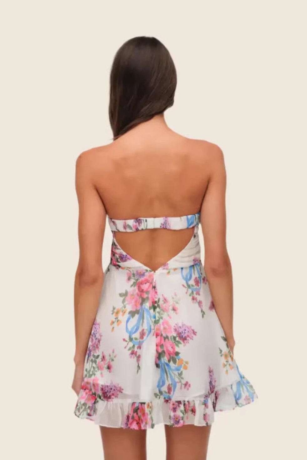 Elegant Chiffon Ruffle Tube Top Waist Floral Dress