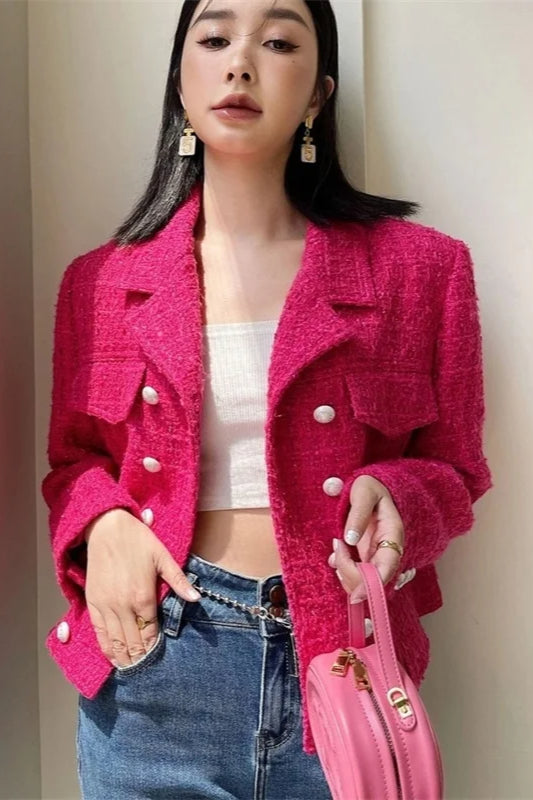 Tweed DoubleBreasted Slim Blazer