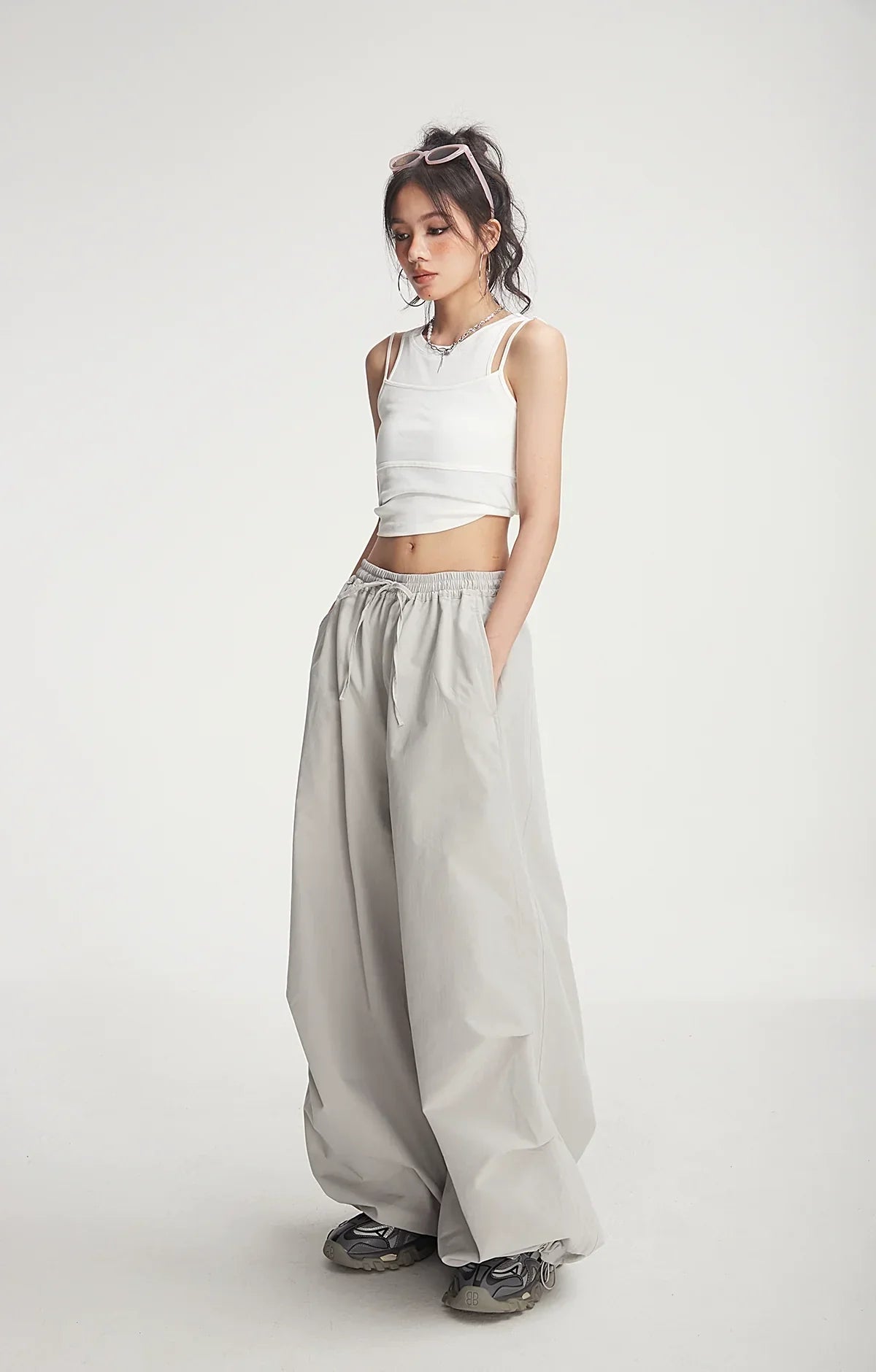 Balloon Drawstring Palazzo Pants