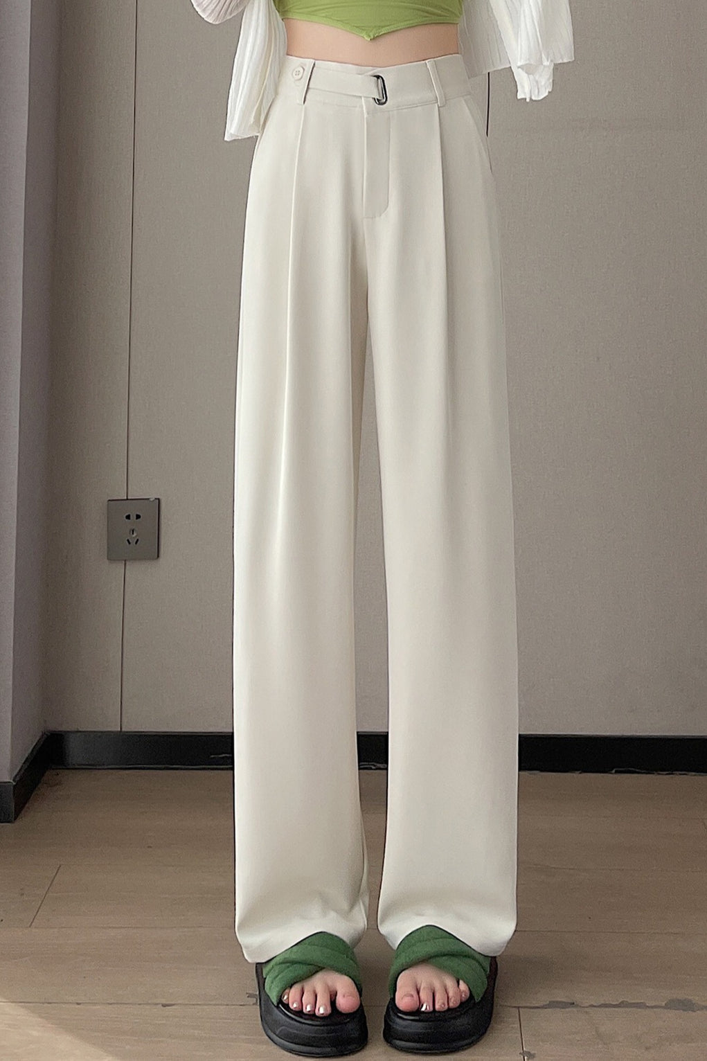 Fluid High Waist Narrow Wide Leg Straight Pants