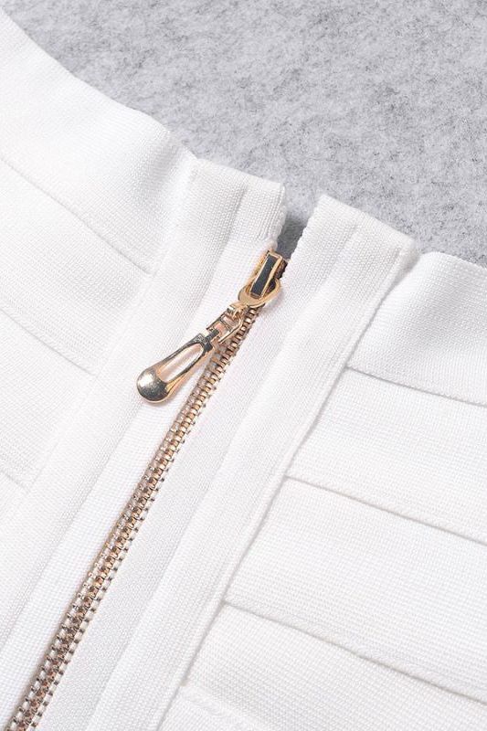 Cindy Bandage Off Shoulder Crop Top - White Pearl