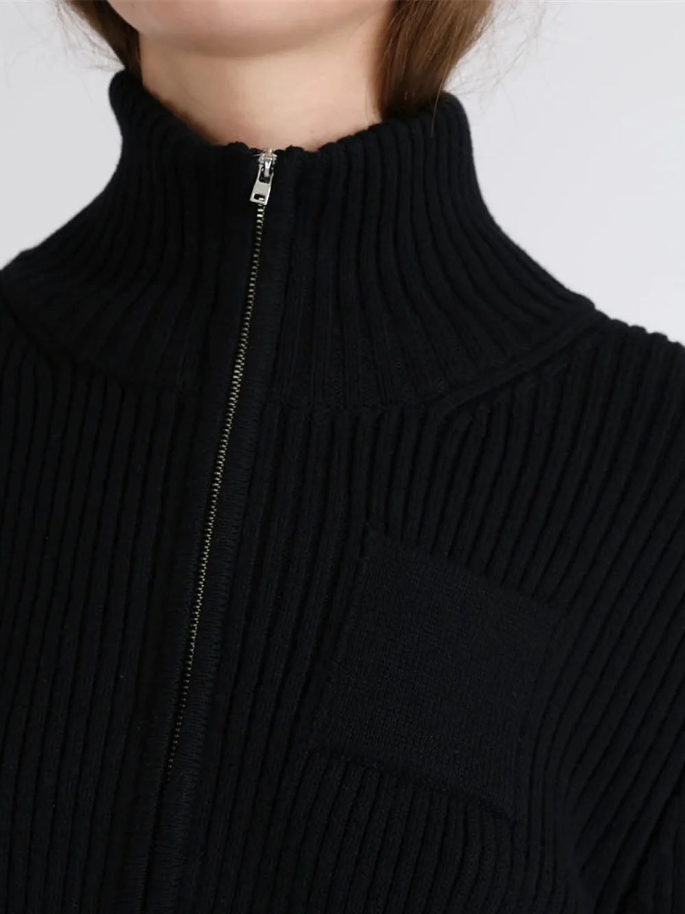 Claire Zip Turtleneck Knit Cardigan