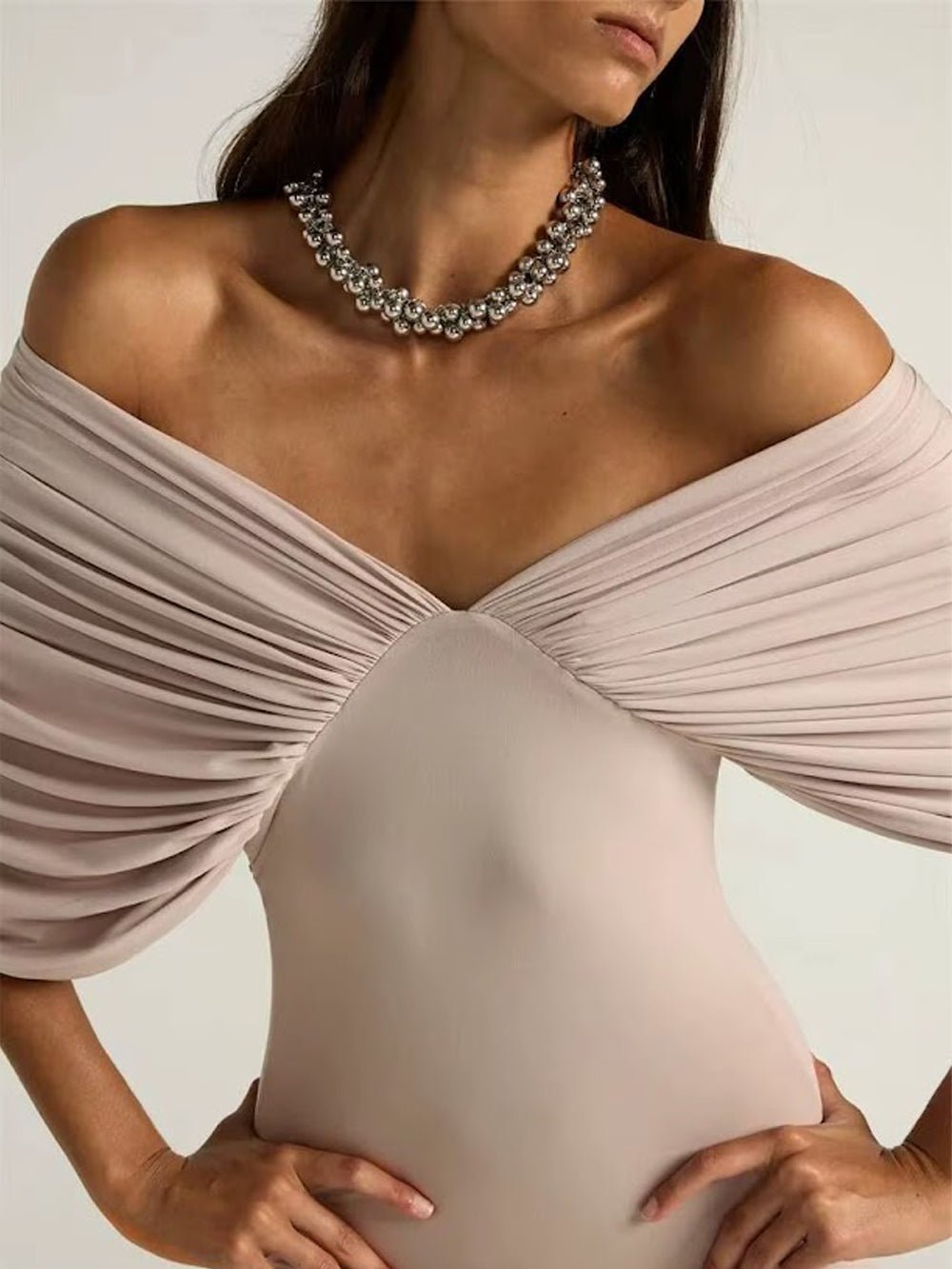 Colette Off Shoulder Draped Gown