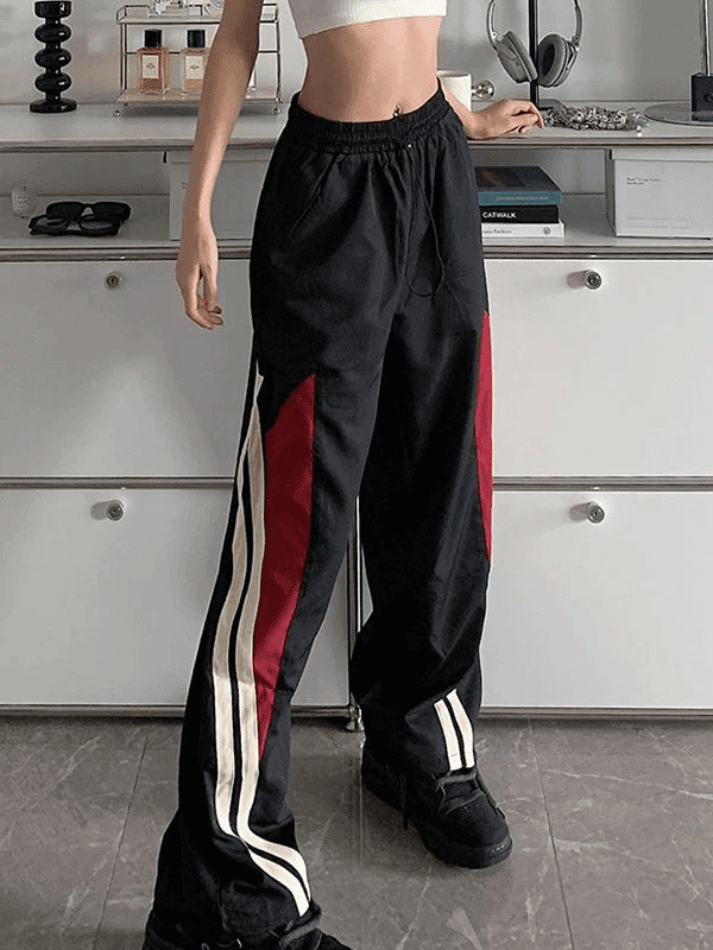 Contrast Long Graceful Sleeve Crop Top Black / S Pants