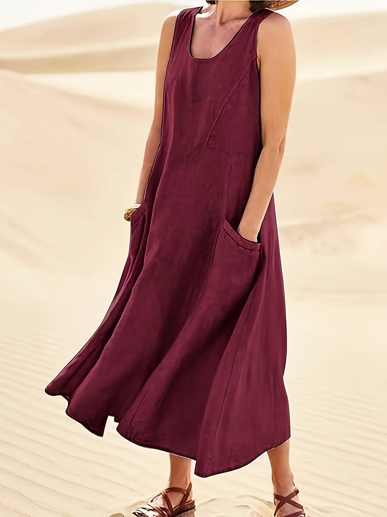 Amayrani Vintage Tank Dress with Pockets for Women Modern Chic Style