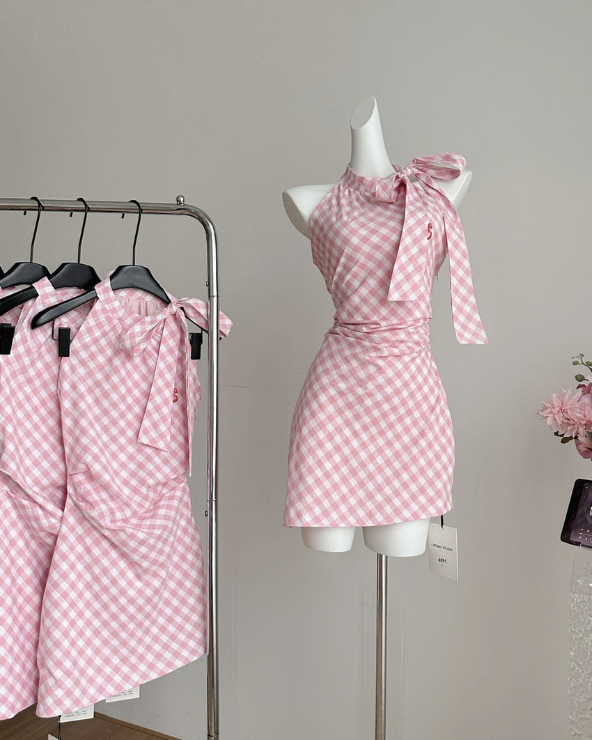 Gingham Print Square Neck Puff Sleeve Mini Dress 3