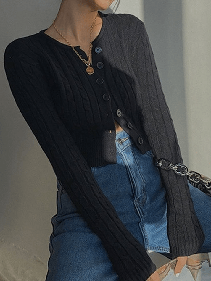 Cropped Black Graceful Biker Jacket / One Size Sweaters