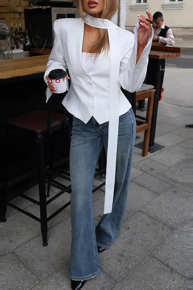 Slit VNeck Slim Fit Blazer