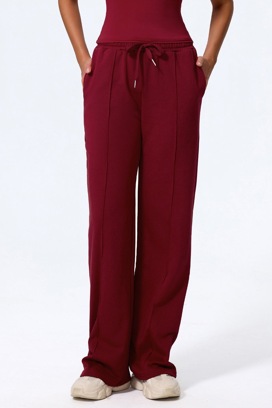 Relaxed Straight Leg  High Waist Knit Pants