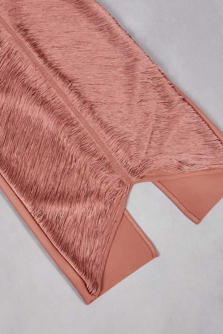 Fringe Halter High Slit Maxi Dress 14