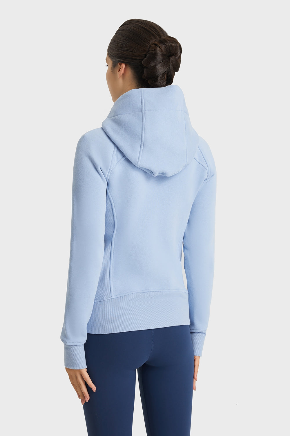Zip Up Hooded Long Sleeve Thumbhole Fitted Sports Jacket