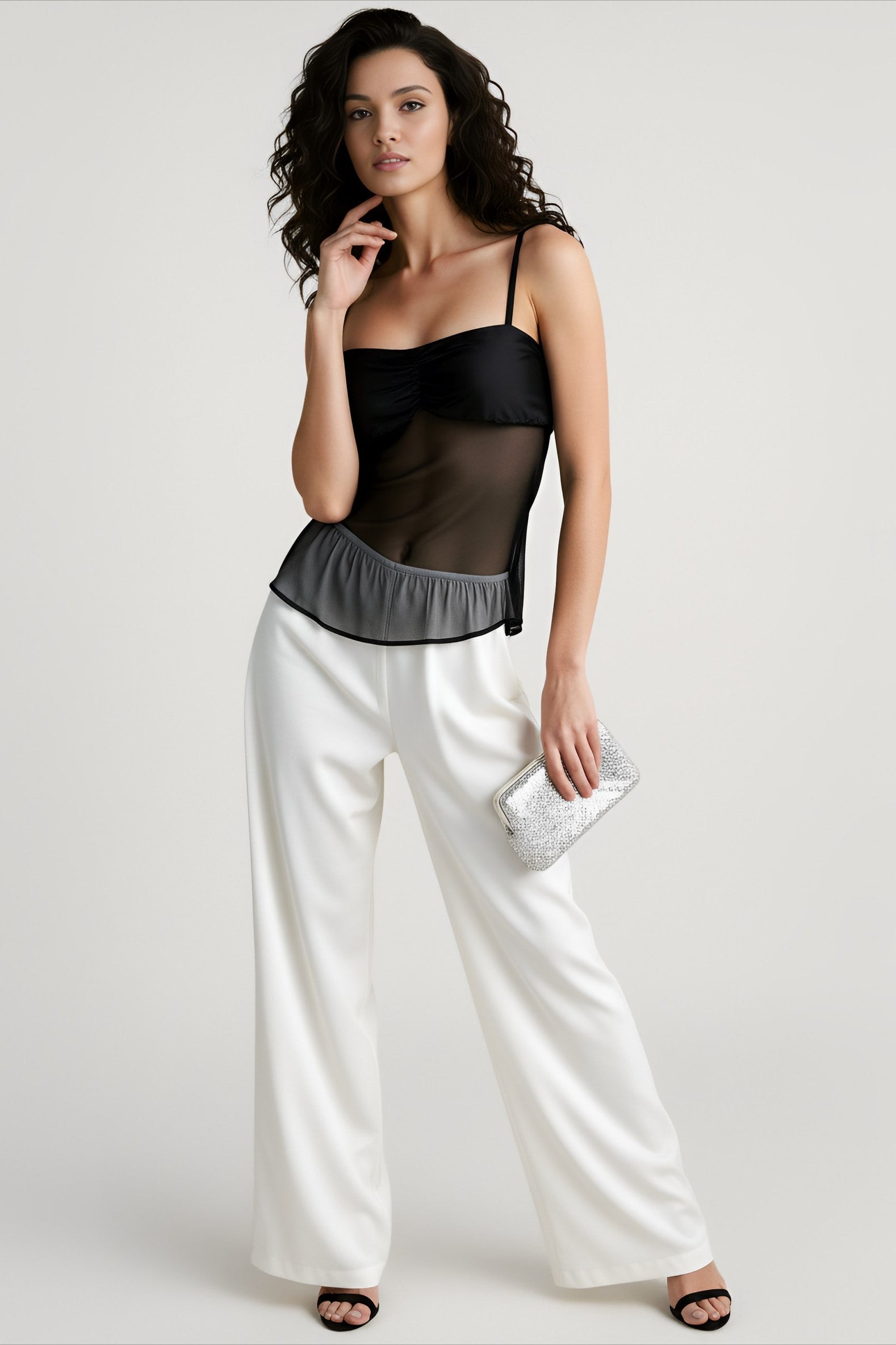 Slim fit sheer mesh cami top