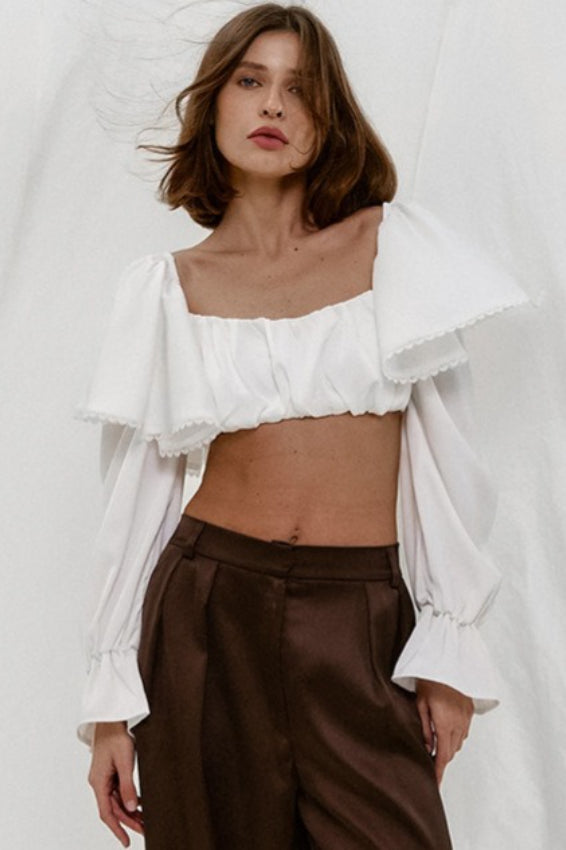 White Square Neck Blouse