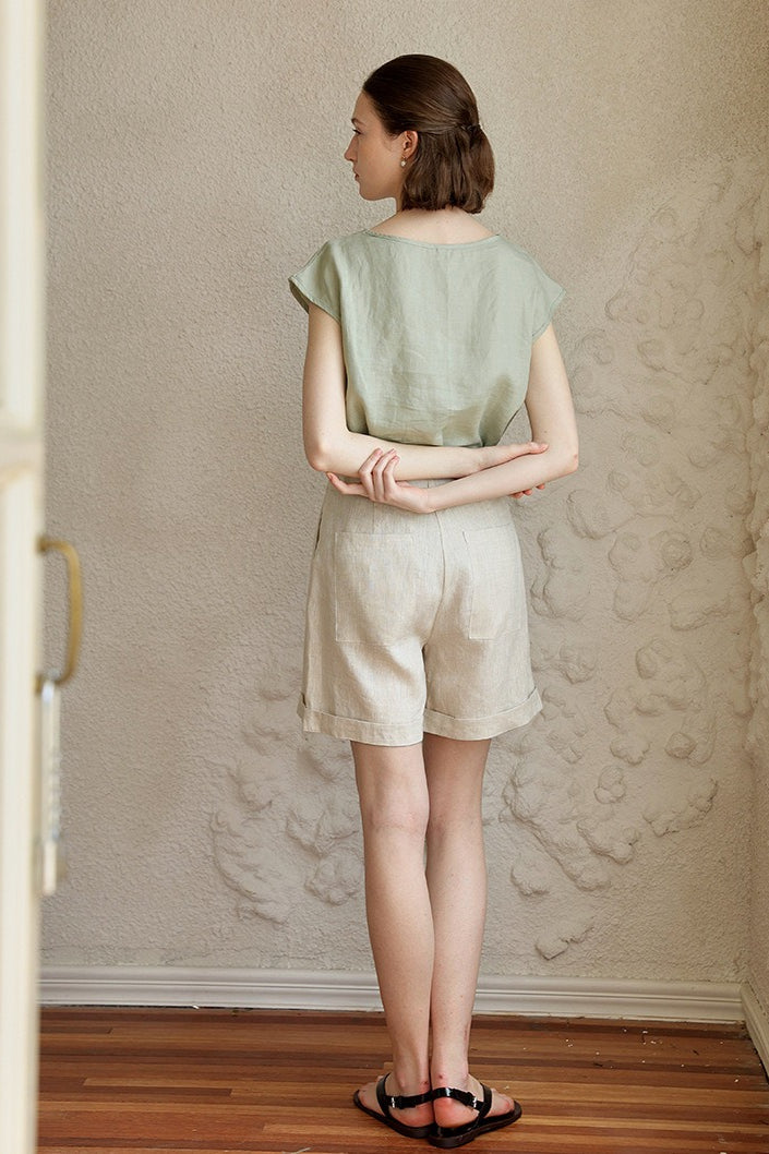 Linen Relaxed Fit Cuffed Pants