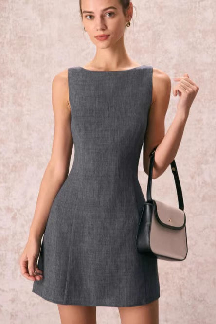 Sleeveless Cinched A Line Work Dress