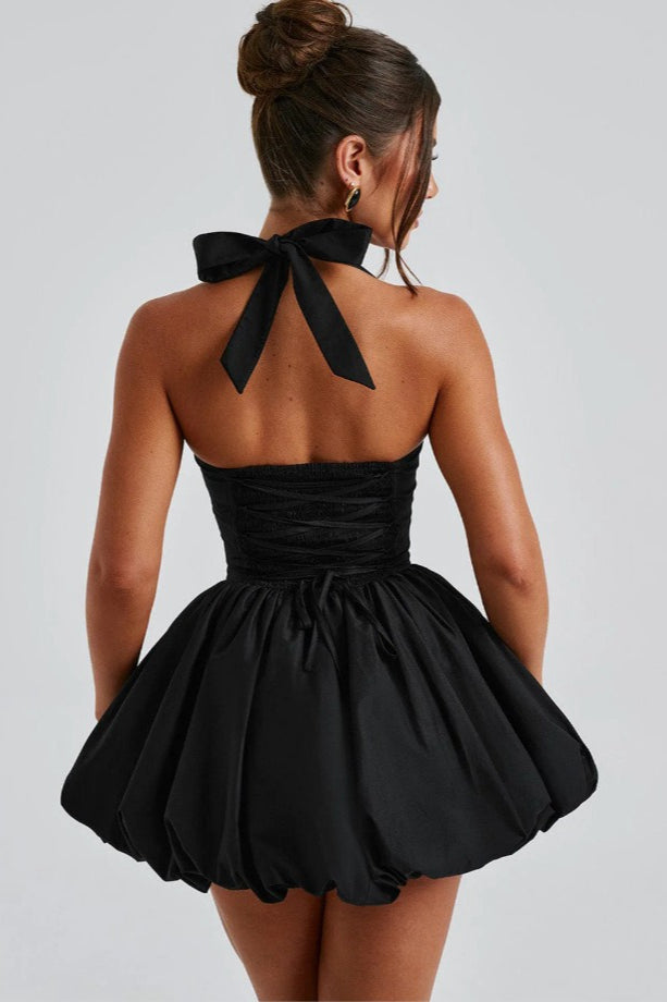 Halter Tie Bow Puffy Tulle Hem Mini Dress 11