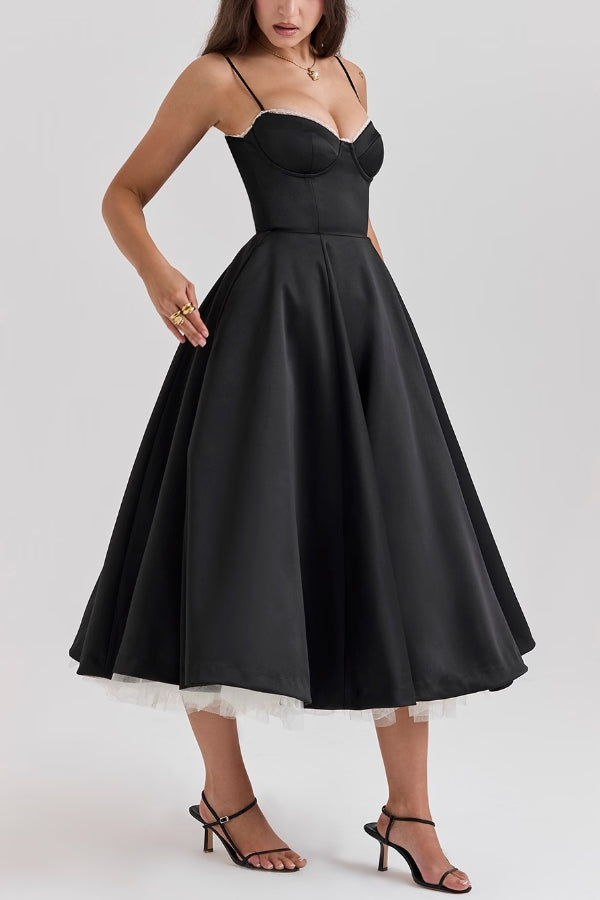 Lorraine Premium Strapless V Neck Sleeveless Tutu Maxi Dress Designer Edit