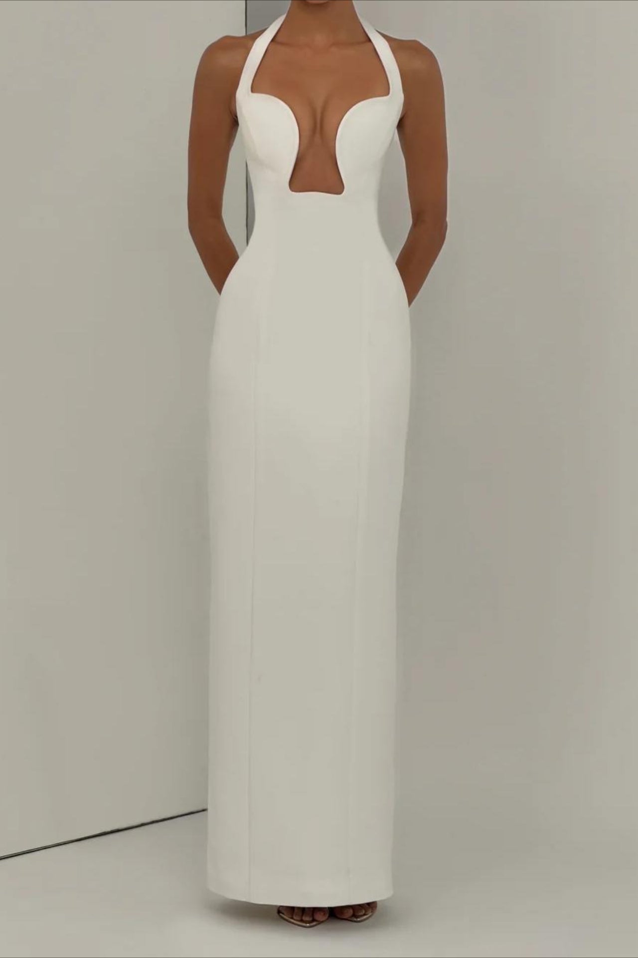 Halter Low Cut Cutout Maxi Party Dress