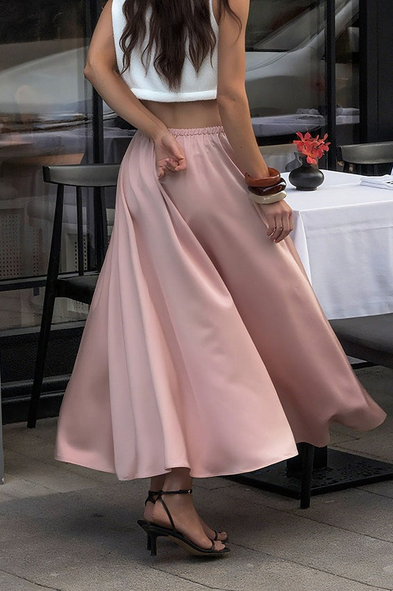 Loose A-Line Satin Skirt