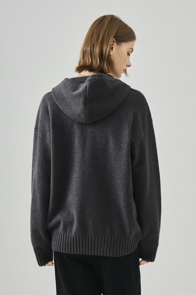 Slouchy VNeck Hooded Sweater