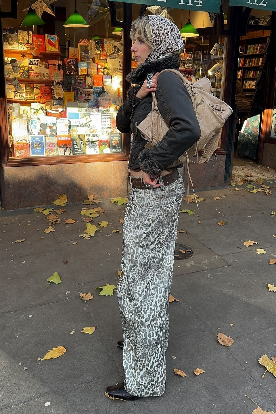 Leopard Print High-End Straight Loose Jeans