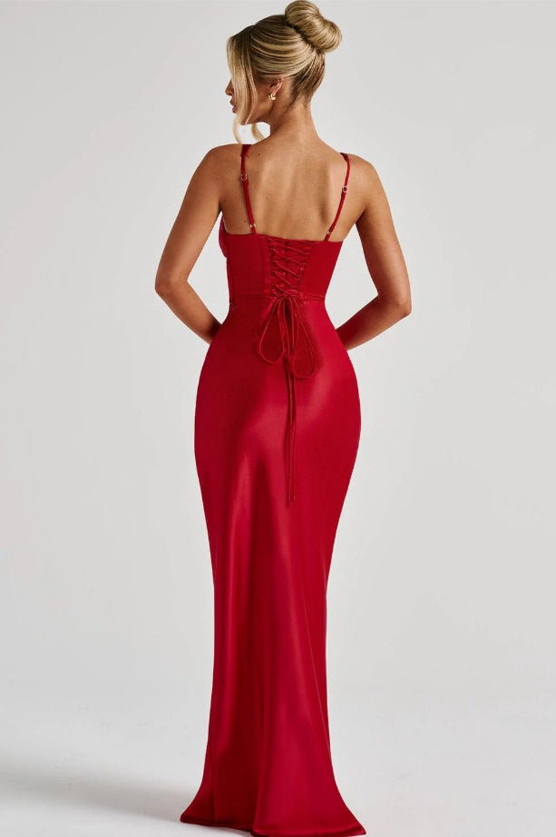 VNeck Bone Detail Silk Dress