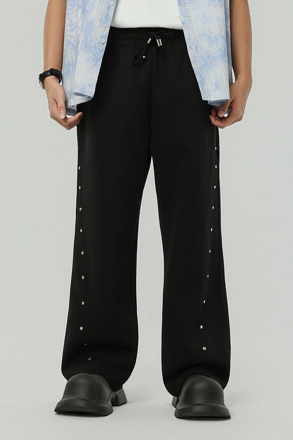Vintage Rivet Drawstring Casual Sweat Pants