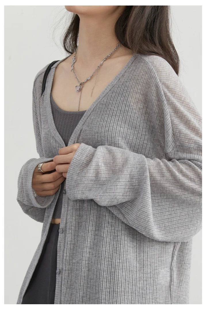 Lightweight VNeck Knit Cardigan