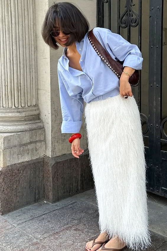 Fringe High-Waist A-Line Skirt