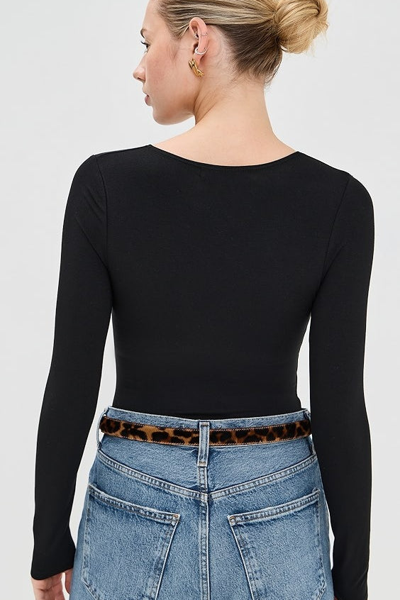 Sexy Solid Cutout Long Sleeve Fitted Base Layer