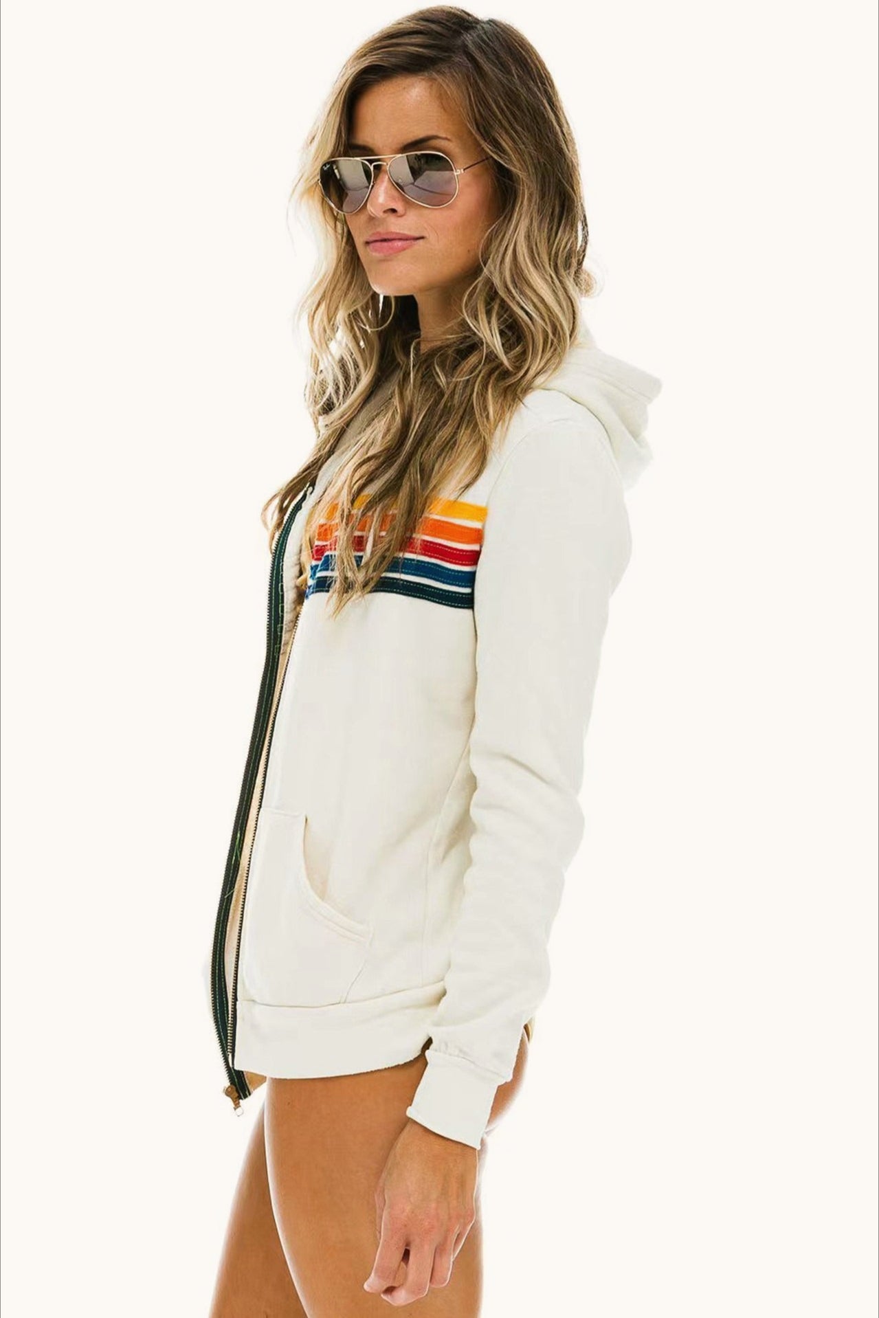 Rainbow Long Sleeve Casual Hoodie