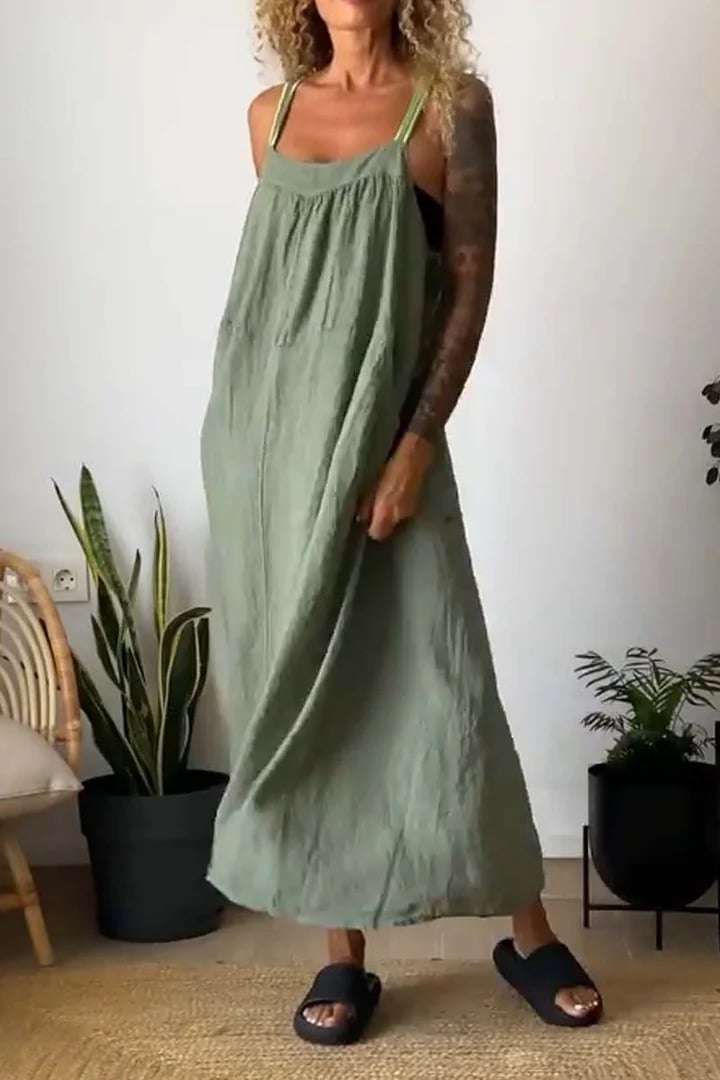 Simple Cotton Linen Sling Dress