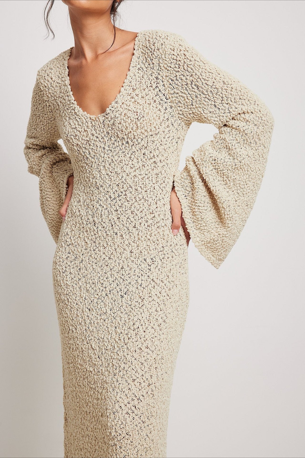 Beige Maxi Sweater Dress