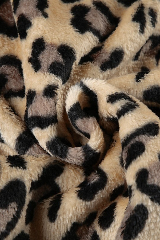 Leopard Plush Cropped Hoodie