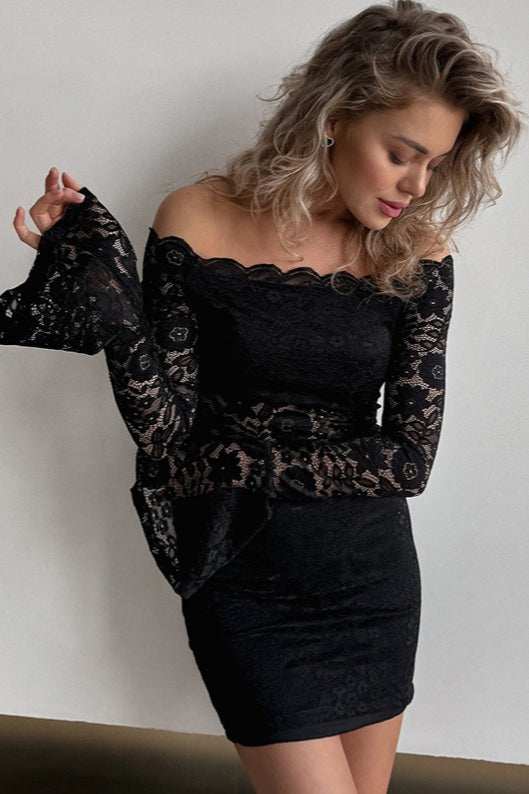Off-Shoulder Lace Bodycon Mini Dress
