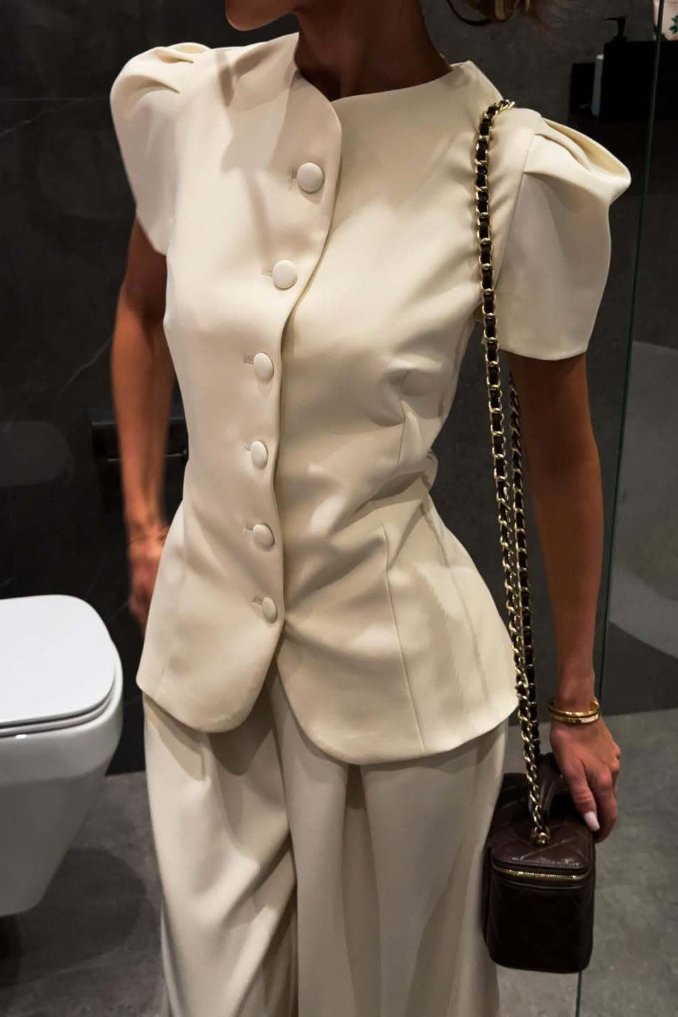 Elegant Jacket High Waist Two Piece Chic Work Set