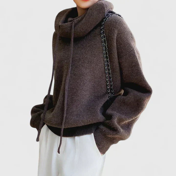 Drawstring Hood Long Sleeve Knit Hoodie