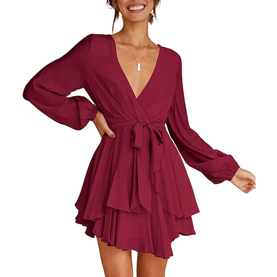 Johana Exclusive Summer Wrap Mini Dress Elevated Occasion Wear