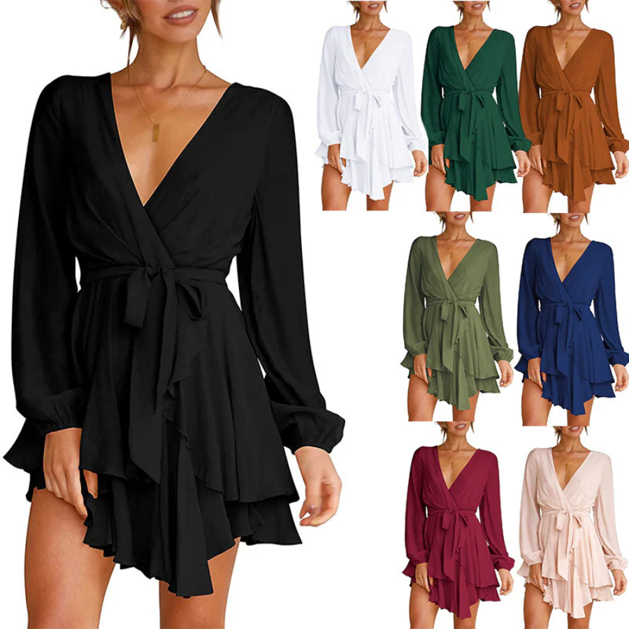 Johana Exclusive Summer Wrap Mini Dress Elevated Occasion Wear