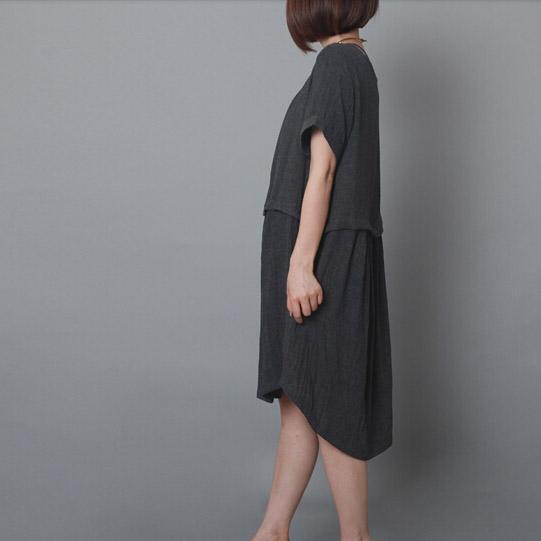 dark grey causal summer dress oversize shift dress holiday garden dress
