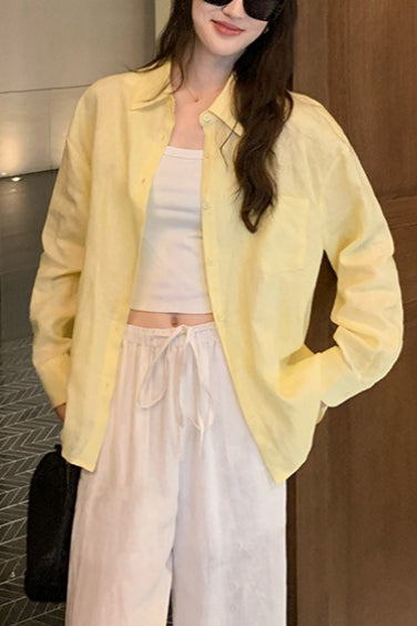 Linen Slim Fit Casual Blouse