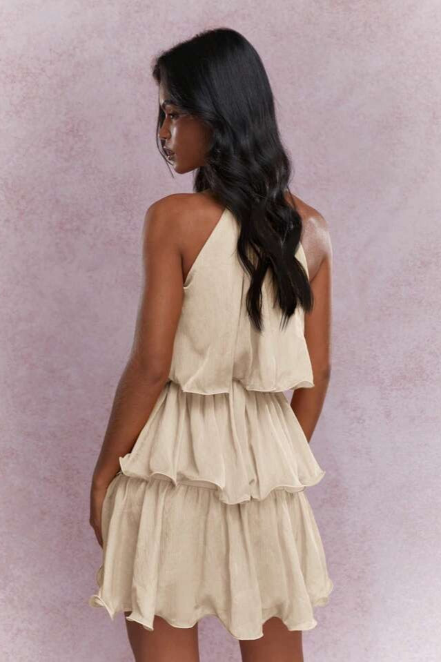 Halter Neck Tiered Ruffle Mini Dress 2