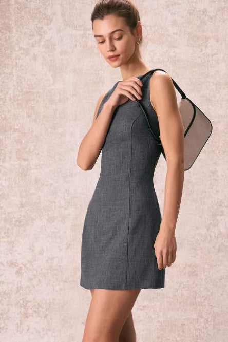 Sleeveless Cinched A Line Work Dress