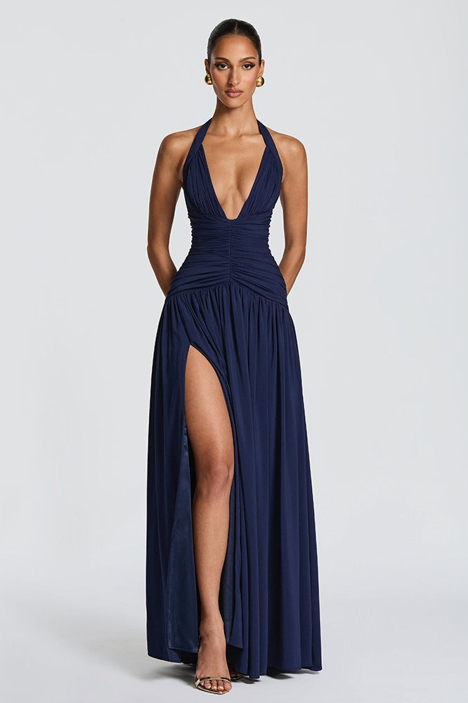 Halter Backless Slit Bodycon Party Dress