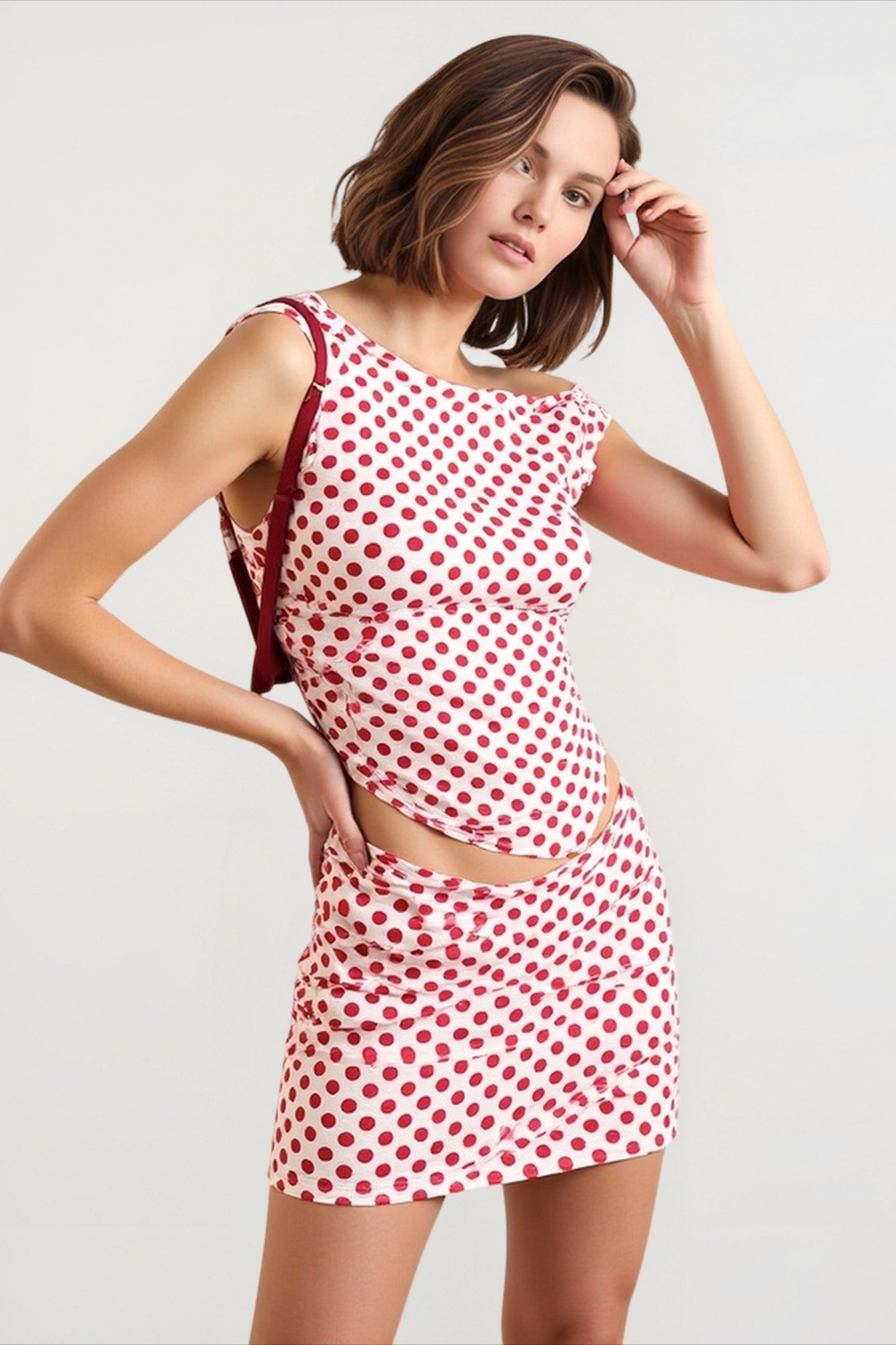 Sexy polka dot crop dolman vacation set