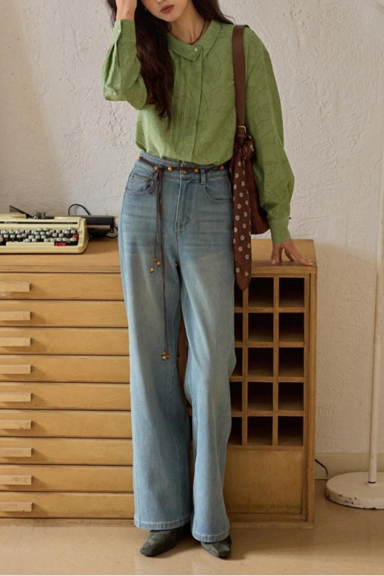 French Linen Unique Collar Blouse
