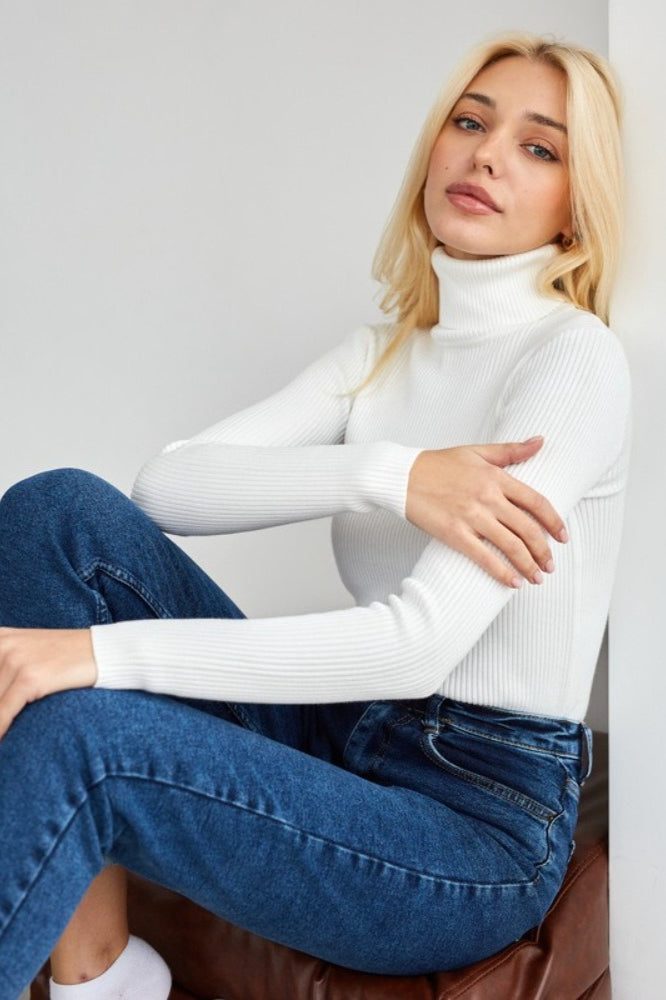 High Neck Pullover Slouchy Knit Sweater