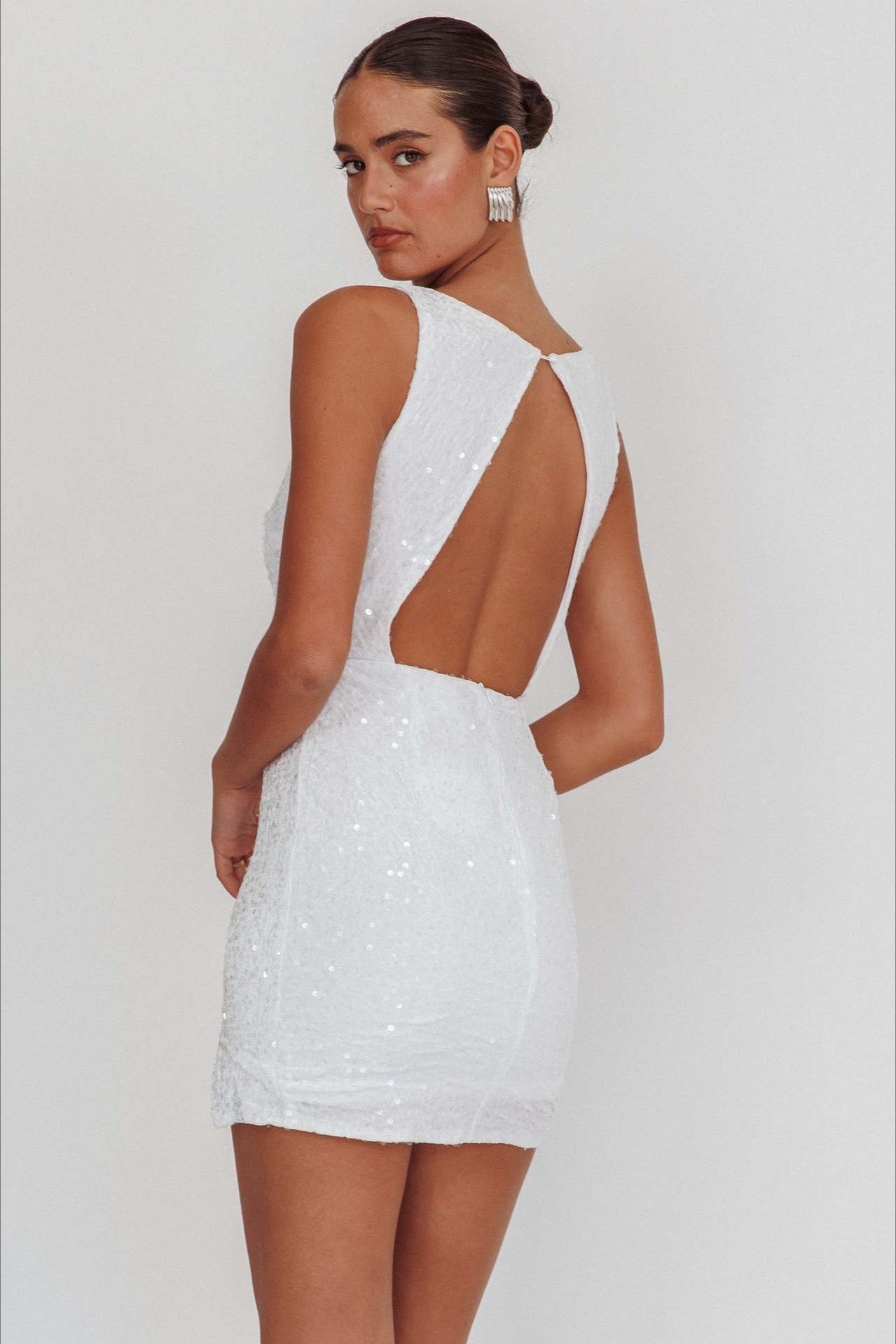 Backless Sleeveless Sequin Mini Dress 8