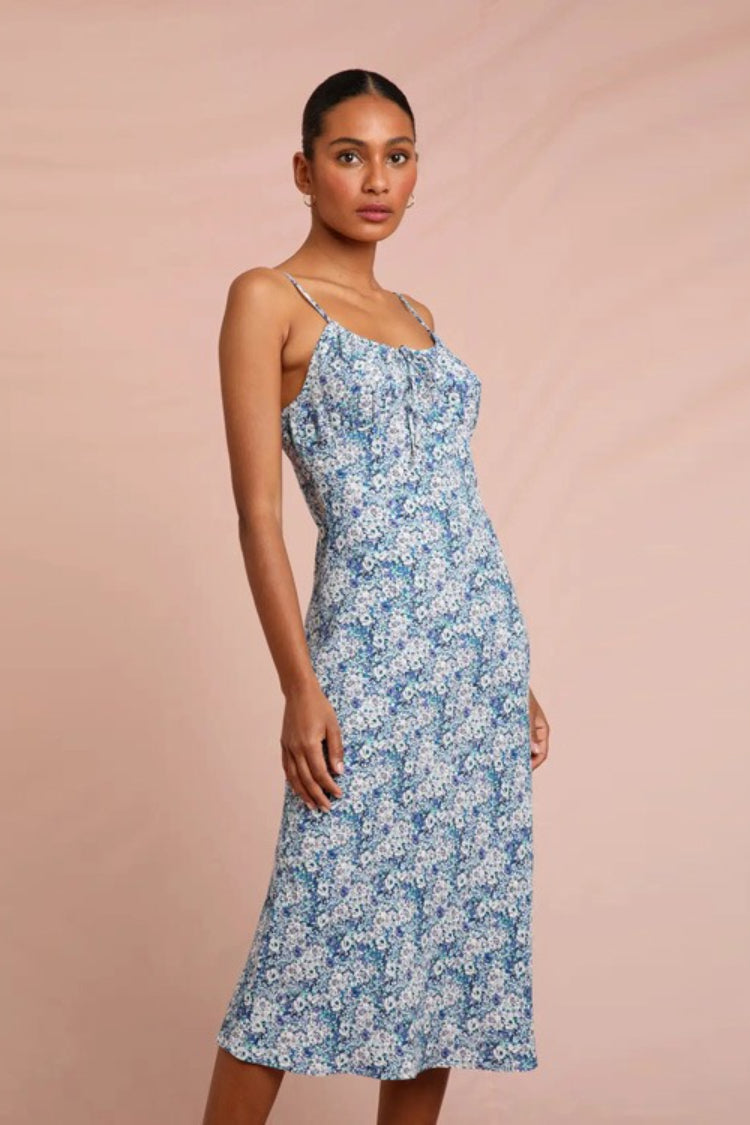 Spaghetti Strap Midi Slim Floral Dress